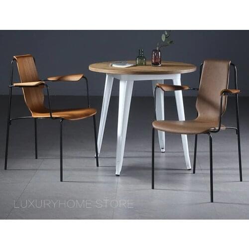 Modern Fashion Nordic Beautiful Special Luxury Design Wooden Loft Metal PU Leather Upholstered Soft Cover Dining Side Chair 1PC