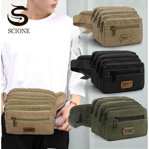 Men Waist Bags Male Mobile Phone Pack Outdoor Running Bag Multi-pockets Shoulder Crossbody Bags Solid Color Cashier Bag XA288M