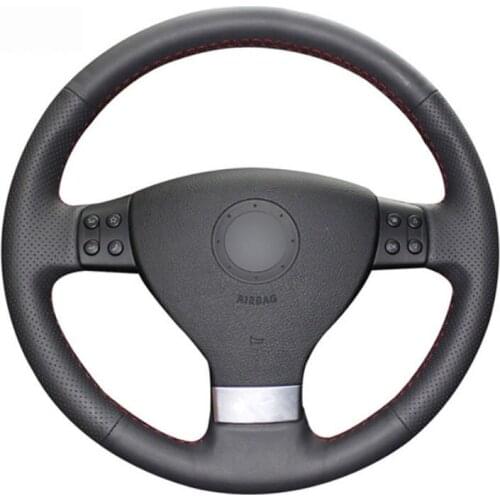 Top Leather Steering Wheel Hand-stitch on Wrap Cover For Volkswagen Golf 5 Mk5 Passat B6 Tiguan 2007-2011