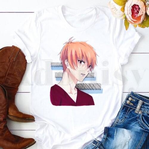 Kyo Cat Fruits Basket Anime Cartoon Short Sleeve Female Tops Tees Harajuku Vogue VintageT Shirts Womens T-shirt