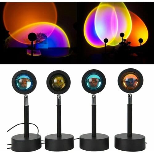 USB Rainbow Sunset Red Projector Led Night Light Sun Projection Desk Lamp for Bedroom Bar Coffee Store Wall Decoration Lighting