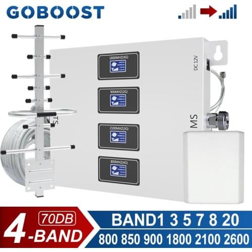 Cell Phone Signal Booster GSM 2g 3g 850 900 UMTS 2100 LTE TDD 4g 800 1800 2600 MHz Four Band Repeater Cellular Amplifier Kit