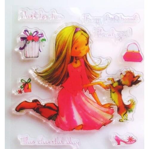 YLCS376 Girl Dog Silicone Clear Stamps For Scrapbooking DIY Photo Album Cards Decoration Transparent Stamp Craft Clear Stamp New