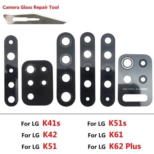 2Pcs Back Camera For LG K8 K41S K42 K51 k51S K61 K62 Plus Mobile Phone Housing Rear Camera Glass Lens Cover With Adhesive + Tool