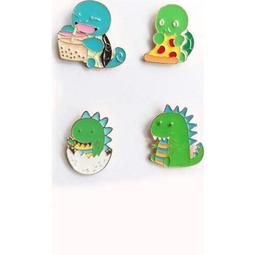 Fashion Enamel pins Cute dinosaur Tortoise Brooches For Women And Kids Vintage Badges For Backpacks Shirt Clothes Jewelry Gift