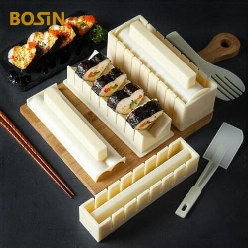 10 Pieces Sushi Maker Japanese Kit Plastic Sushi Set Making Tools Kitchen Gadgets Sushi Mold Rice Ball Cake Rolling Mold