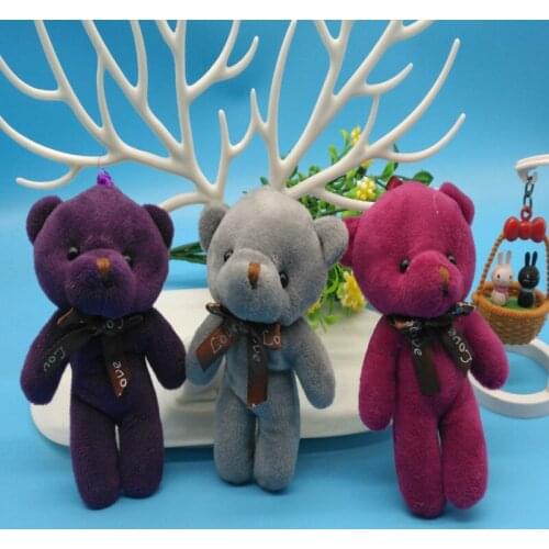 10pcs Teddy Bear Plush Doll Toy Key Chain Ring Woman Bag Charms Faux Rabbit Fur Pom Pom Keychain Keyring Wedding Trinket