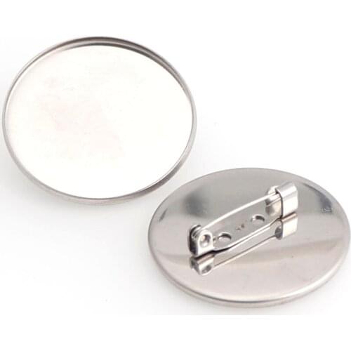 10 Piece Cabochon Brooch Inlay For 20mm 30mm Stainless Steel Round Brooch Tray Diy Base For Brooch Production