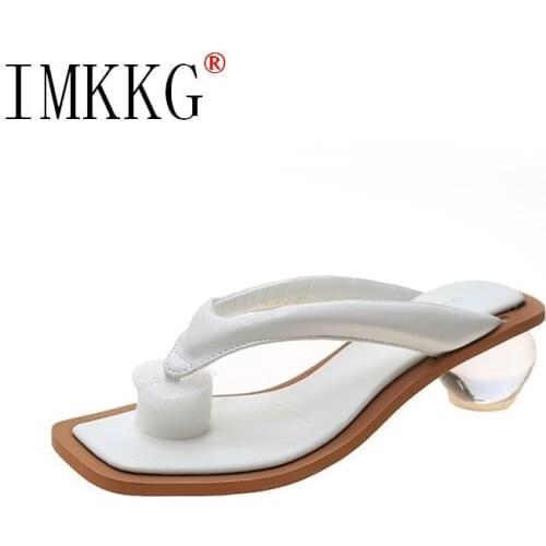 2021 Womens white Flip-flops Outside Wear Slipper Woman Fairy Wind Heel High Legged Sandals zapatillas de mujer