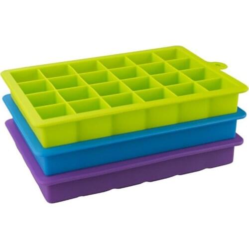 24-square Ice Box Silicone Ice Cube Mold Grid Mold With Lid Ice Tray For Household Refrigerator Food Frozen Tool