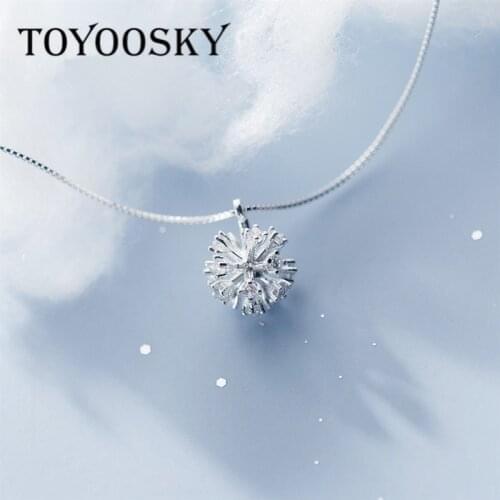 925 Sterling Silver 3D Snow Pendant Necklace Fine Jewelry, Christmas Gift Design Popular Zirconia CZ Chirstmas Necklaces