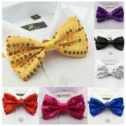 Stage Performance Glitter Sequin Bows Tie Men Women Boys Girls Pre Tied Bow Tie Party Dance Costume Fancy Dress props colorful