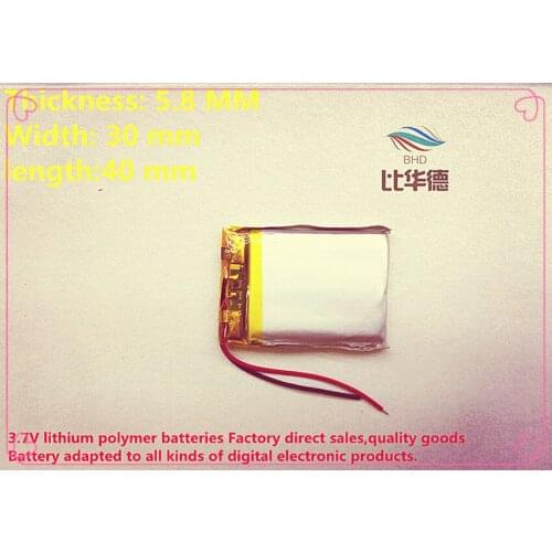 Free shipping)Polymer lithium ion battery 3.7V 750MAH 583040 can be customized wholesale CE FCC ROHS MSDS quality certification