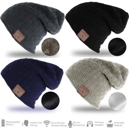 Wireless Bluetooth Hat Earphone Soft Warm Soft Beanie Hat With Headset Stereo Speaker Handsfree Headphone for Samsung iPhone LG