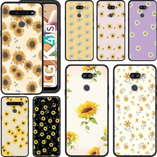 Daisy Flower Phone Case for LG K41s K61 K50 G6 K50s K40s K40 G7 G8 K51 K42 K52 K71 Q70 K31 K62 Black Soft TPU Cover Shell