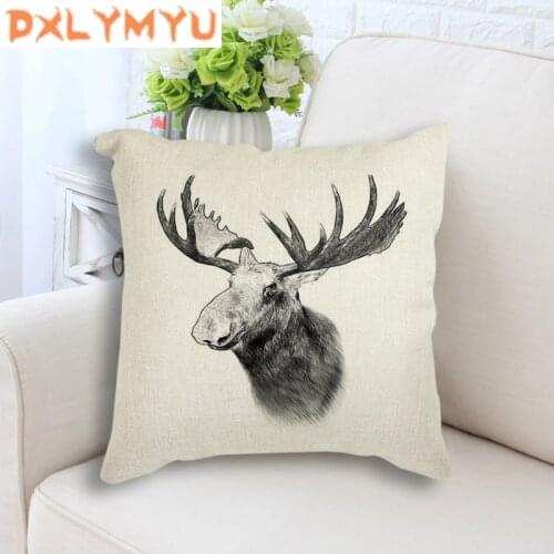 Decorative Cushion Deer Bear Wild Boar Zebra Dog Wolf Cushion Animal Linen Cushion Pillows Square Pillowcase For Sofa