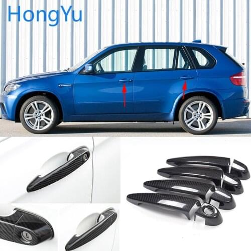 For BMW x5M x5 M E70 2010 2011 2012 2013 Auto Exterior Carbon Fiber Made Door Handle Cover Sticker Decorations Overlay Trim