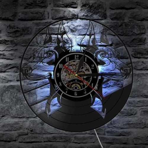 Doberman Pinscher Wall Art Clock Dog Breeds Head Portraits Doberman Animals Puppy Vinyl Record Wall Clock Dog Pet Lovers Gift