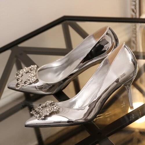 Elegant Women Pumps High Heels Rhinestone Wedding Shoes Bigtree Design Pointed Toe High Heels Shoes 9CM Heel