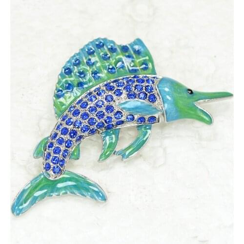 Enamel Rhinestone Brooch Swordfish Pin brooches C915 B