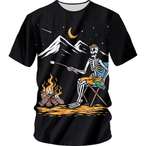 IFPD EU Size Summer Men Clothes Skull 3D Printed Short Sleeves Shirt Casual Streetwear Funny Oversized Cartoon T Shirt Drop Ship