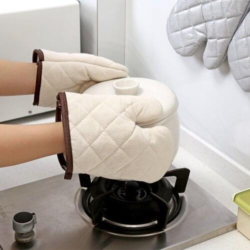 Cotton Oven Mitt Heat Proof Resistant Protector Kitchen Cooking Pot Holder Glove Comfort Thickened for Household Oven Glove