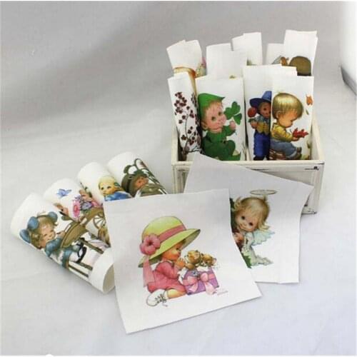 1PCS 15*15cm Cute Angel Canvas Digital Print Painting Hand Dyed Fabric For Sewing DIY Patchwork Hand Embroidery Quilt Bag Tecido