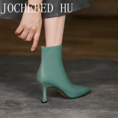 【JOCHEBED HU】High Quality Silk Knee High Boots Women Thin High Heel Party Dress Shoes Pointy Toe Stilettos Multicolor Thigh High