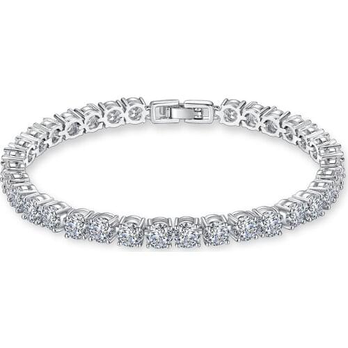 Ridal Classic Tiny Clear Round Cubic Zirconia Tennis Bracelet Banlgles For Women Wedding Jewellry