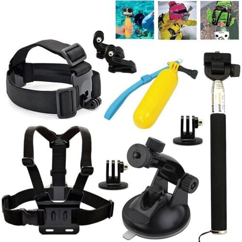 Accessories kits Chest Head belts + Selfie Stick +Suction cup etc for Gopro /Xiaomi Yi /Sony/SJCAM Sport & action cams
