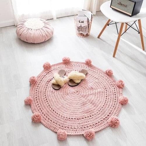 Ball Ball Hand Knitting Round Carpet Living Room Floor Rug for Living Room Bedside Bay Window Pad Kids Room Decoration Play Mat