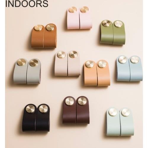 Kitchen door handles and knobs knobs and pulls Brass Furniture Handle & Knob Leather handle Scandinavian anti-collision