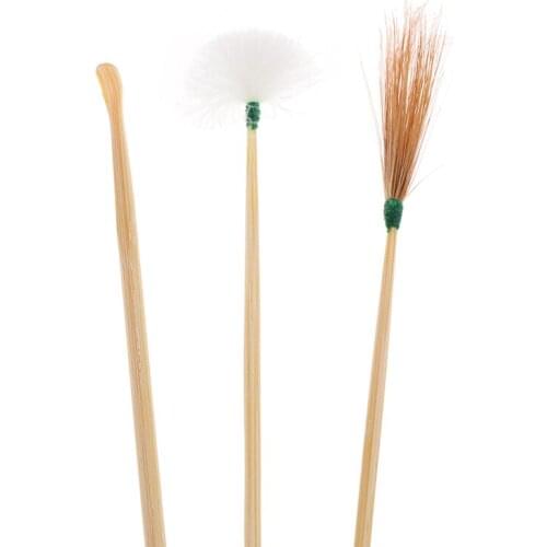 3Pcs Goose Feather Earpick Wax Remover Curette Adult Bamboo Handle Ear Dig Tools Spoon Cleaner Stick Health Care