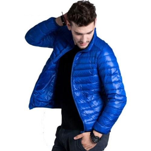 Men Down Jacket Casual Spring Autumn Winter Stand Collar Fashion Warm Coat Mens Ultra Light Thin White Duck Down Jackets 4XL