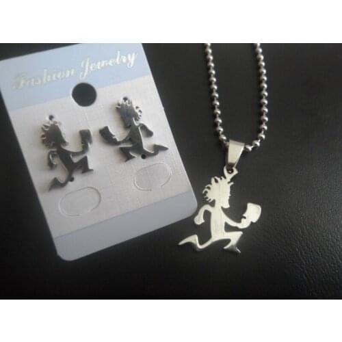 One set of small 1inch size hip-hop mens XMAS jewelry set Stainless Steel ICP hatchetman charms pendant necklace & earring stud