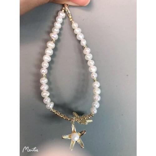 Natural Freshwater Baroque Pearl Fashion Simple Seastar Bracelet For Women Wedding Party Gift Eco Brass Endding with 14kGold2021