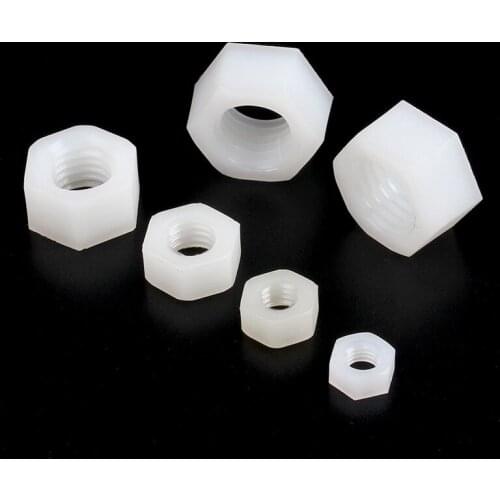 Nylon Hexagon Nuts M2 M2.5 M3 M4 M5 M6 M8 M10 M12 White Plastic Hexagon Nuts