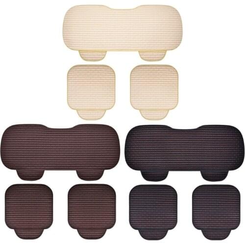 2021 New Fiber Linen Fabric Car Seat Cushion Three-Pieces Set