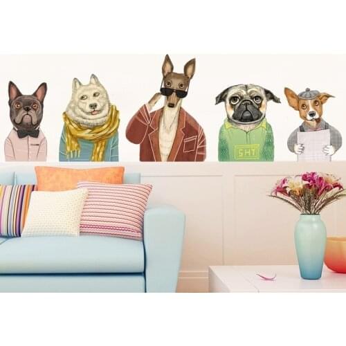 New Arrived Lovely Dog Wall Sticker Removable House Decoration Decals for Bedroom Kitchen Living Room Walls Decor