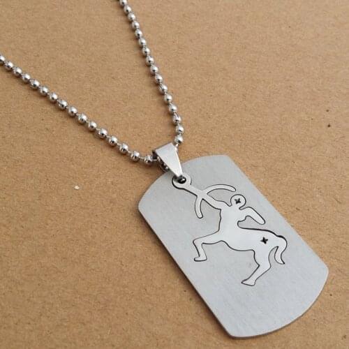 Stainless Steel 12 Constellations Sagittarius Choker Necklace Women Bead Chain Leo Sagittarius Pendant Necklace Men Jewelry Gift