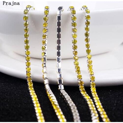Prajna 3 mm DIY Rhinestone Applique Sew On For Needlework Class Rhinestones Crystal Chain Sewing Trim Craft For Cloth Garment Z