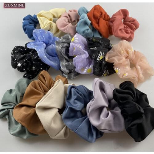 Korean Multiple Styles Hair Bands For Women Elastic Silk Scrunchies Zipper Girl Rainbow Hair Ties Gum Dots Chouchou Accessories