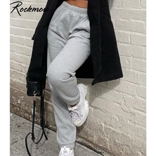 Rockmore WomenS Sweatpants And Joggers Grey Streetwear Pants Women Summer Loose High Waisted Trousers White Wide Leg Sweat Pant