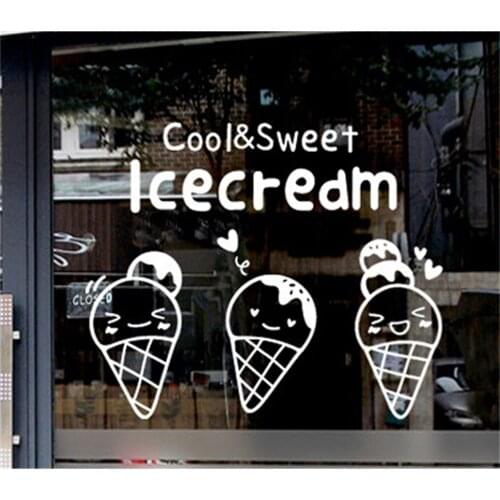 Sweet ice cream Store window sticker door wall drink food shop sticker advertising poster wall sticker store sticker