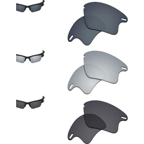 SmartVLT 3 Pairs Polarized Sunglasses Replacement Lenses for Oakley Fast Jacket XL-Black Shield & Silver & Solid Black