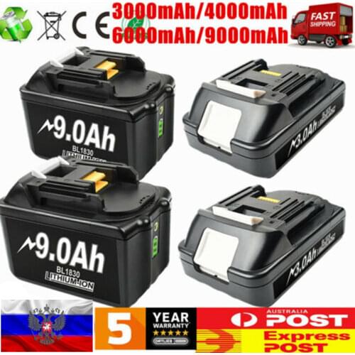 18V 9.0Ah Li-Ion BL1830B Rechargeable Battery with Indicator Replacement for Makita BL1830 BL1830B BL1840 BL1840B BL1850 BL1850B