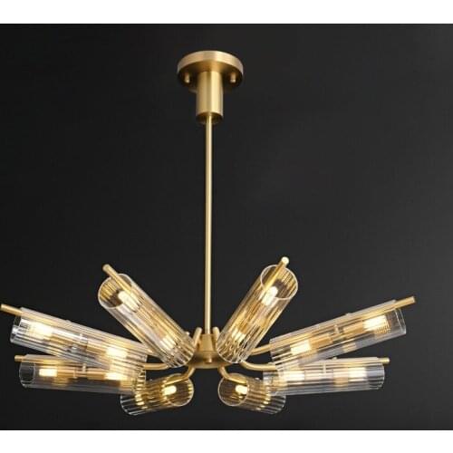 Modern minimalist living room chandelier high-end atmospheric glass lamp luxury copper study bedroom dining room light