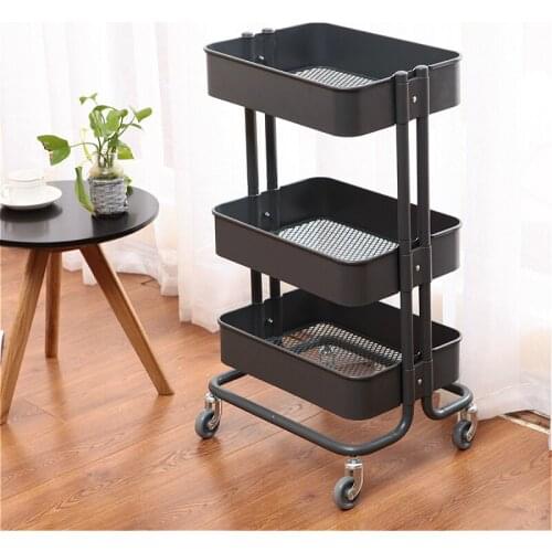 Steel Beauty Salon Cart Multifunction Utility Trolley Waterproof Instrument Cart Slidable with Handle Reinforce Storage Rack