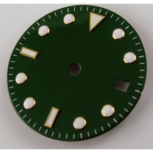 28.5mm Green Sterile Watch Dial luminous Marks Fit ETA2836 Miyota 8215 821A 8205 MOVEMENT