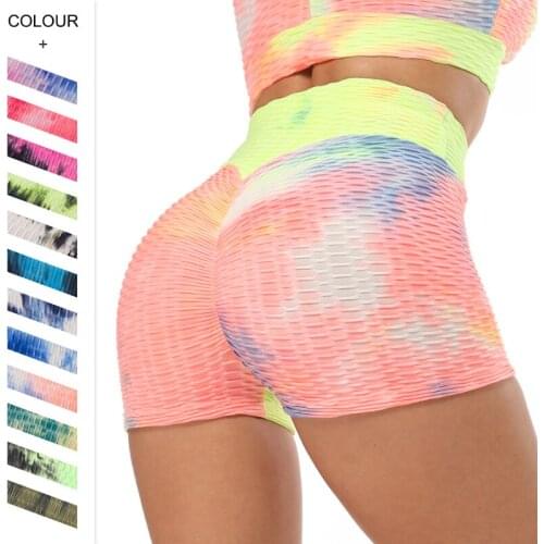 2021 European and American Jacquard Tie Dye Bubble Running High Waist Breathable Fitness Exercise Yoga Pants Pants Female